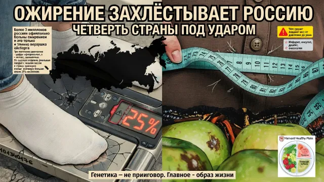 Ожирение захлёстывает Россию. Четверть страны под ударом